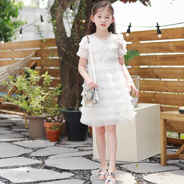 

fashion kids girls summer mesh dress children new elegant princess dress big girls clothes cute dot patchwork party, Red;yellow