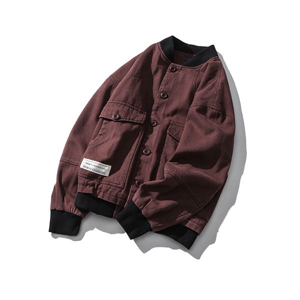 

spring and autumn wine red cotton washing jacket jacket yp36, Black;brown