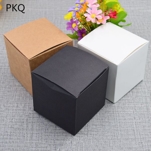 

50pcs 5*5*5cm/6*6*6cm /7*7*7cm/8*8*8cm/9*9*9cm/10*10*10cm black/white/kraft paper square candy box wedding party favor gift box