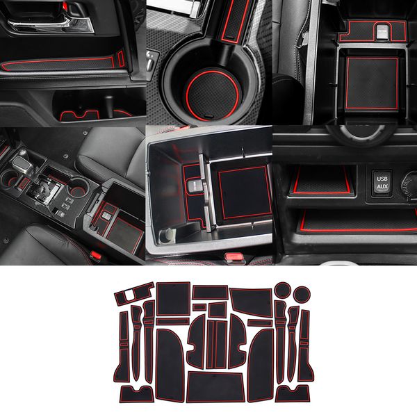 Door Slot Cup Mat Holders Mats For 4 Runner 2010 2019 Car Interior Accessories Latex Red White Car Styling Really Cool Car Accessories Red Car