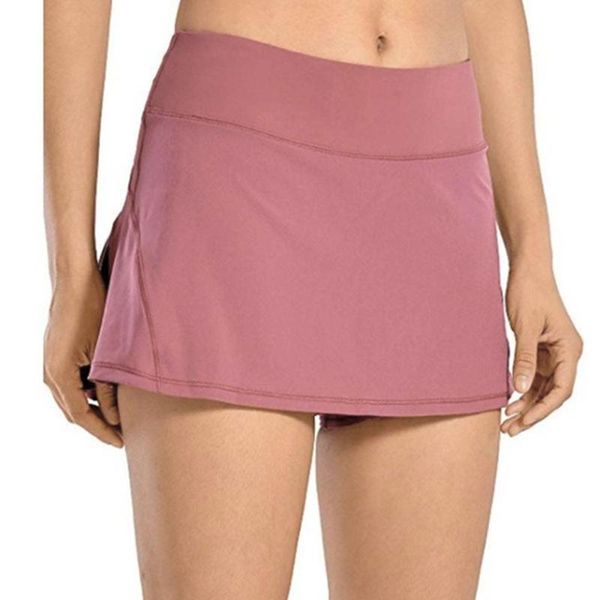 

yoga outfits with pocket ladies high waist double layered three-point sports pants skirt fitness shorts compression, White;red