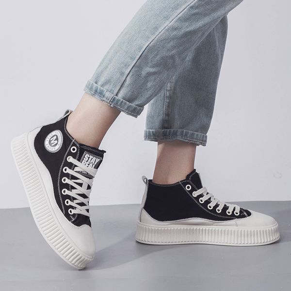 

2020 new release women platform canvas walking shoes all black star sneakers outdoor sports luxury girls designers trainers c09