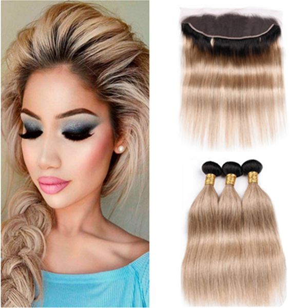 2019 Honey Blonde Ombre Peruvian Human Hair Straight Weave Bundles