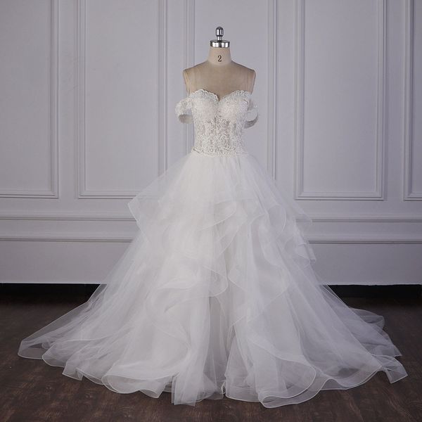 

elegant off-shoulder swan fall wedding dresses with sleeves lace appliques see through wedding dress pearls crystals bridal dresses, White