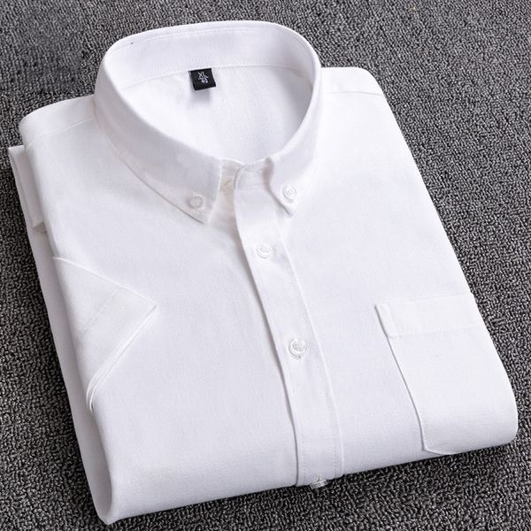 

2019 весны лета новой тонкий сплошного цвета дюймовых рубашек бизнес случайная половина рукав рубашка мужского оксфорд текстиль, White;black