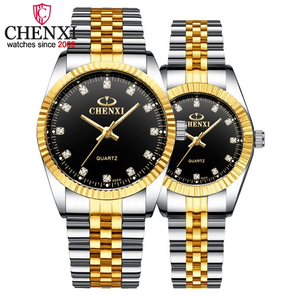 

brand chenxi lovers'couples quartz men watch women valentine gift clock watches ladies 30m waterproof wristwatches, Slivery;brown