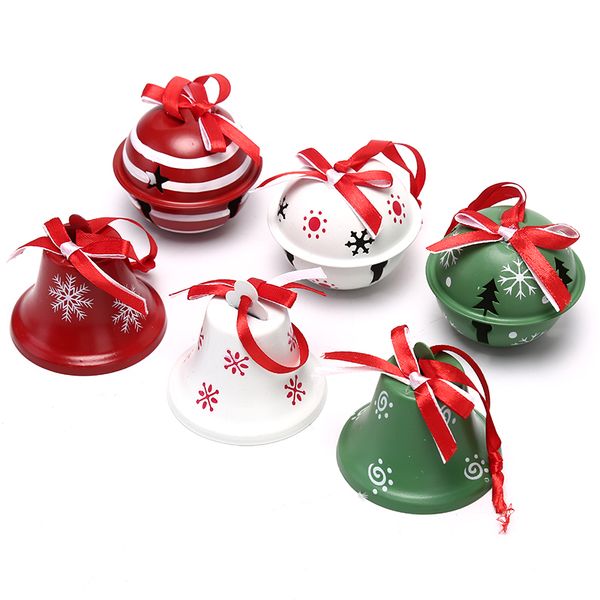 

christmas decoration for home 3pcs red green white metal jingle bell with ribbon merry christmas tree decoration 50mm xmas