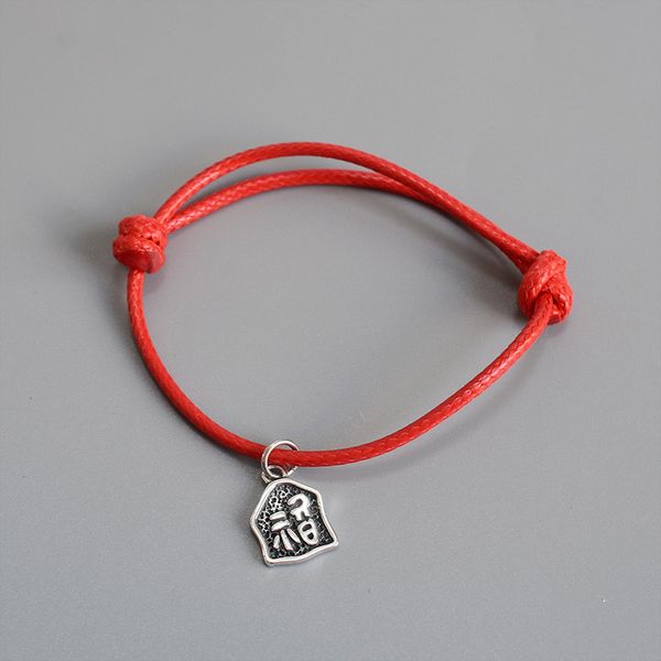 

la maxza 925 sterling silver bracelet chinese charm couple red rope bracelet red thread line silver bracelets for women men, Black