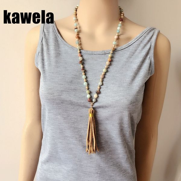 

amazon stone fashion brown imitation leather pendant necklace, Silver