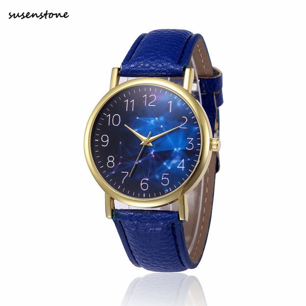 

susenstone small fresh soft women watch fashion casual women leather band quartz-watch ladies elegant watch clock 25, Slivery;brown