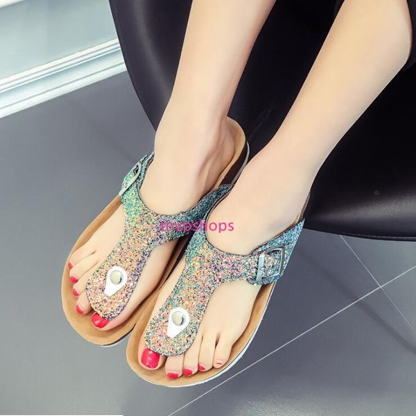 

new beach cork flip flops slipper casual summer women cartoon pictures color slip on sandals flat shoe ing