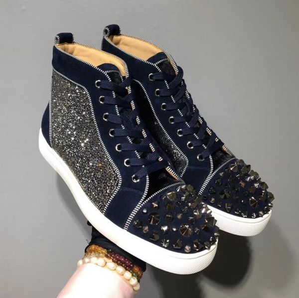 

new original red bottom sneakers men with spikes athletic shoe black net hole fashion mens casual shoes men leisure footwear trainers 35--47