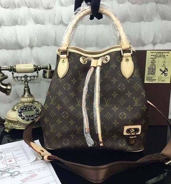 

m40372 noe handbags old flower portable slung bucket bag handbags oxidized real leather shoulder bag totes cross body bags