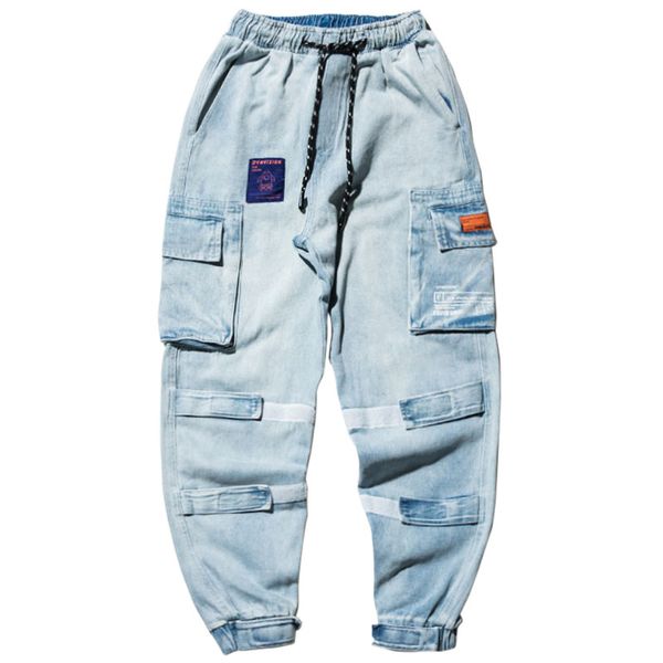 

2020 spring hip hip джинсовые брюки мужчины японского уличные карманов штанов мужчины бегуны harajuku гарем джинсы, Black