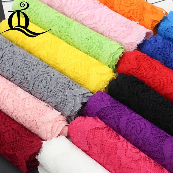 

15cm width 14 different mix color springy lace fabric trim ribbon garment accessories for wedding decoration 5 yard/lot diy, Pink;blue