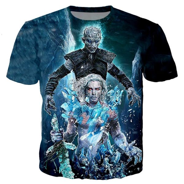 

новая мода мужчины / женщина фильм игра престолов забавная футболка с 3d-принтом повседневная с коротким рукавом забавная футболка футболки, White;black