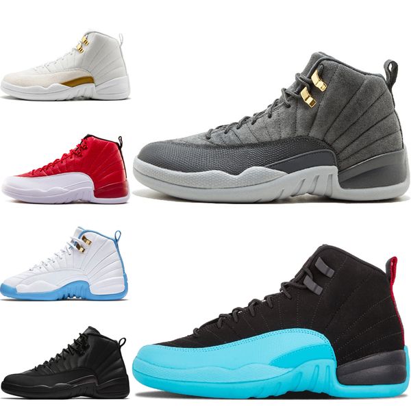 

12 men basketball shoes dark grey gamma blue flu game taxi sport sneakers playoffs o-black the master bordeaux trainers