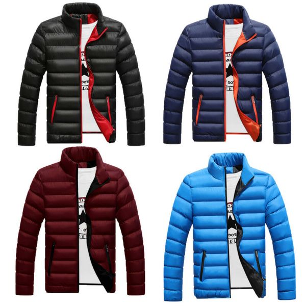 

winter jacket men 2019 new cotton padded thick jackets parka slim fit long sleeve quilted outerwear clothing warm coats, Black
