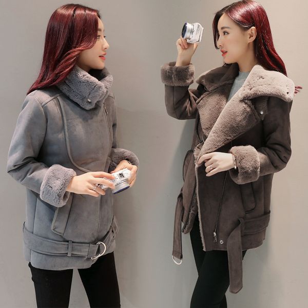 

2017 fashion locomotive thickening female new paragraphs winter loaded villus women coat jacket brand clothing plus size xxl, Black;brown