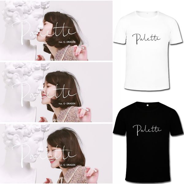 

iu li zhi en zhi en series palette should aid related products celebrity style t-shirt men and women summer wear short-sleev, White;black