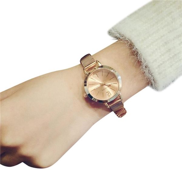 

2018 women's watches simple bracelet watch fashion bayan saat exquisite fine with a small dial ladies watch clock reloj mujer, Slivery;brown