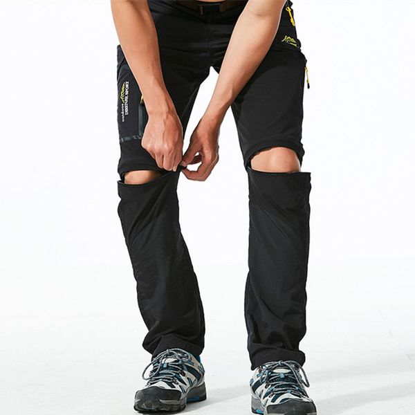 

quick dry hiking pants men outdoor summer breathable detachable shorts male mountain camping trekking trousers cyf093, Black;green