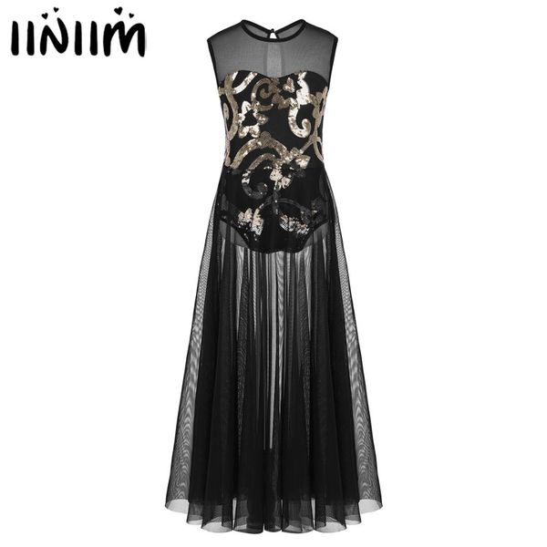 

iiniim girls gymnastic leotard for kids ballerina dancing dress floral sequins cut leg ballet tutu dress lyrical dance costumes, Black;red