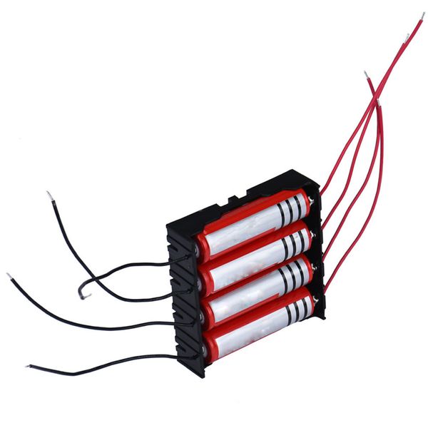 

new box holder for 4 x 18650 black with wire leads plastic battery storage case