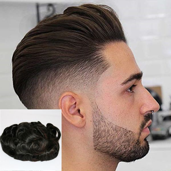 2019 Mono Lace Men Toupee Npu With Mono Lace Base Human Indian