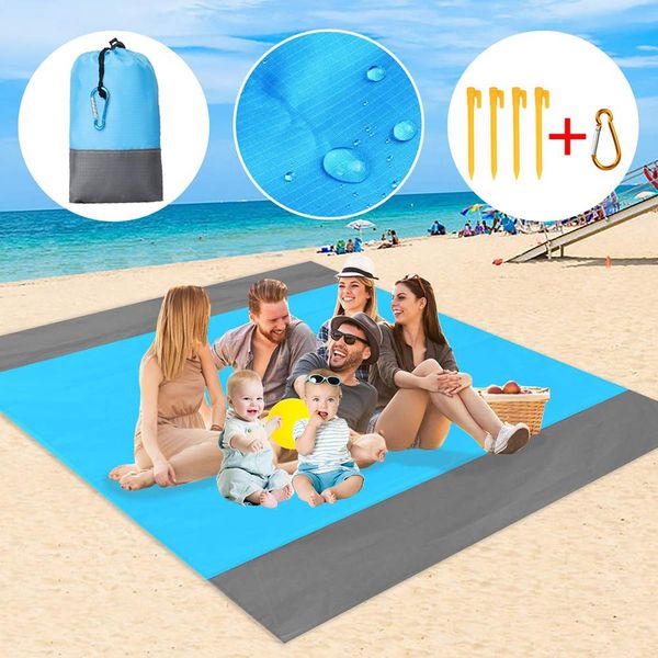 

210*200cm waterproof pocket beach blanket quick drying outdoor folding camping ground mat beach mattress portable picnic mat