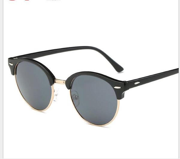 

dual-meter nail semi-metallic sunglasses retro round-frame sunglasses classical sunglasses for men and women, White;black