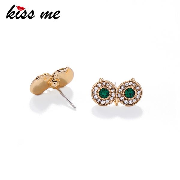 

kissme crystal earrings sweet cute small owl stud earrings korean jewelry women accessories, Golden;silver