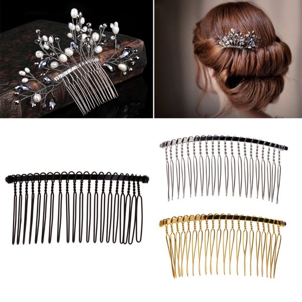 2017 Moda DIY em branco Grampos de cabelo de metal véu do casamento pente 20 dentes acessórios de cabelo nupcial quente nov9_15