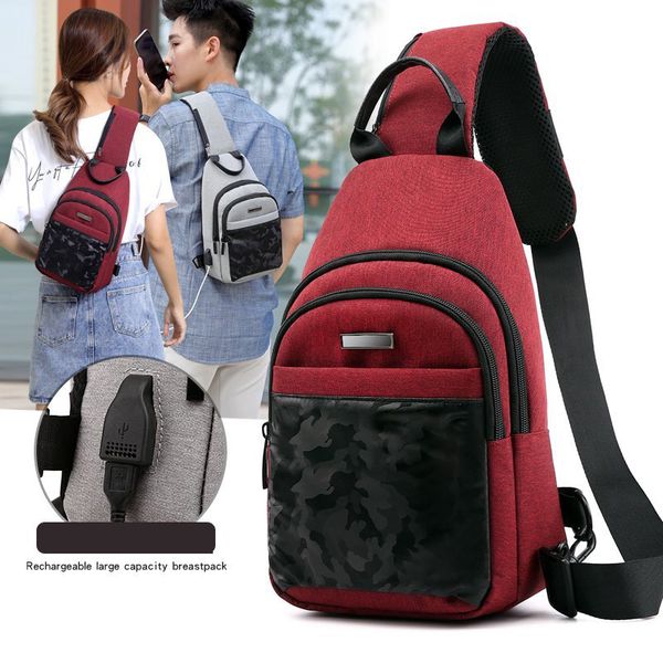 

usb camouflage bag for men chest pouch casual sports travel pouch nylon briefcase crossbody bag women shoulder bags