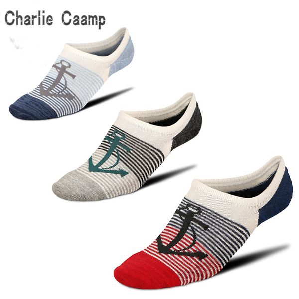 

charlie campp 2018 new spring and summer mesh hole breathable pirate ship pattern stripes decorative men's socks, Black