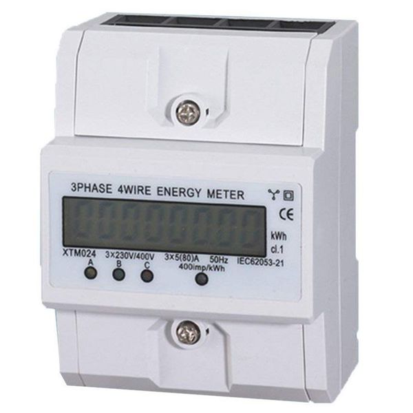 

3x5 (80a) energy meter electric kwh triphase din rail mount lcd
