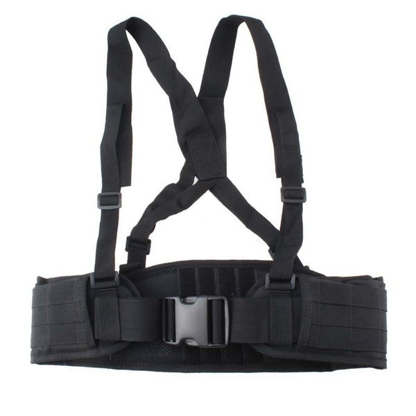 

army tactical molle waist belt suspender padded waist support men gear hunting girdle combat belts, Black;gray