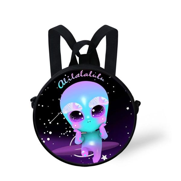 

cartoon alien round messenger bag for baby boy girl cute circle crossbody bags toddler kids satchel bookbag purse shoulder bag