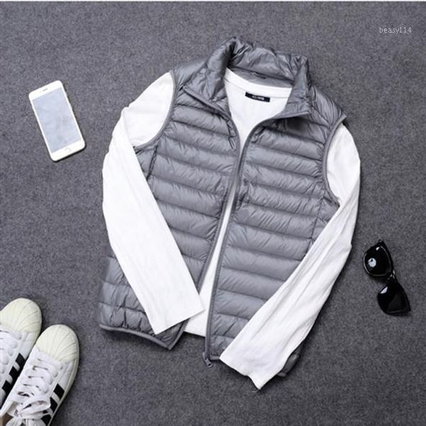 

men down jacket waistcoat ultra light 90% white duck down jacket casual sleeveless vest ultralight1, Black