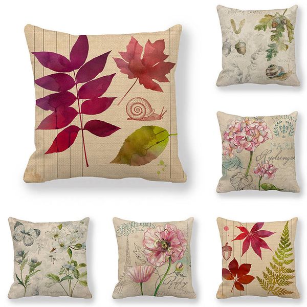 

45cm*45cm cushion cover autumn leaves linen/cotton pillow case sofa and home decorative pillow cover