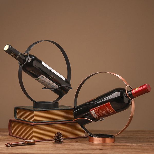 

creative european retro wrought iron round wine rack home deskdecoration rack bar wine cellar bar supplies home furnishing