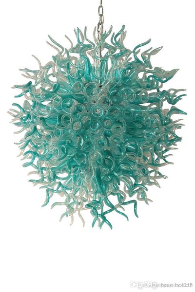 

custom luxury crystal chandelier lighting tiffany blue transparent wholesale hand blown glass chandeliers hanging pendant lights