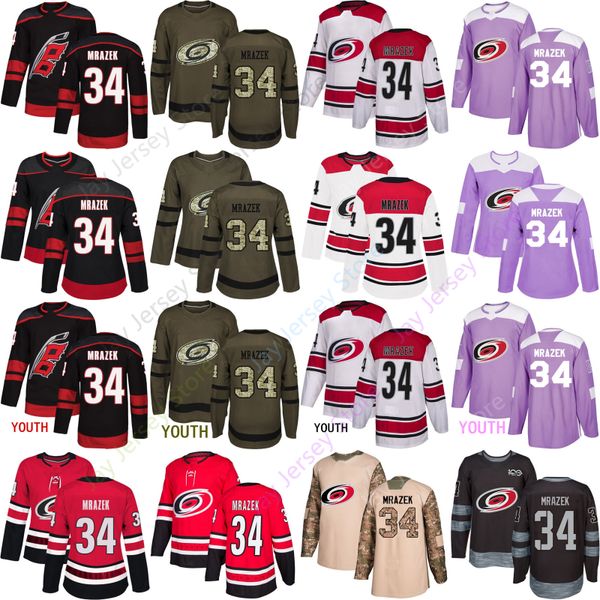 

Custom Carolina Hurricanes 34 Petr Mrazek Jersey All Stitched Men Women Youth Kid size S-3XL Winter Classic Cheap