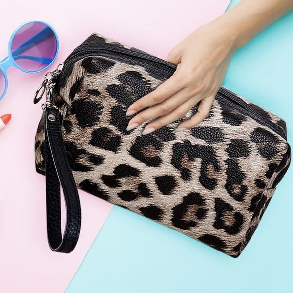 

new fashion handbags multi-function portable leopard makeup storage bag women travel cosmetic wash organizer case