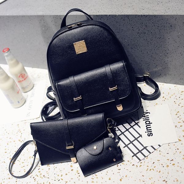 

2020 single shoulder bag women's backpack japan/korea casual female bag student college style school bag three-piece set a30, Black;red