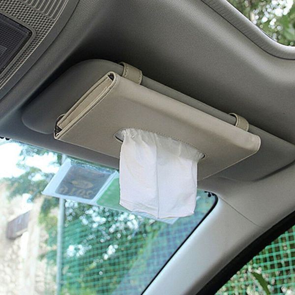 

tissue box holder leather van truck vehicle car tissues case dispenser for backseat and sun visor