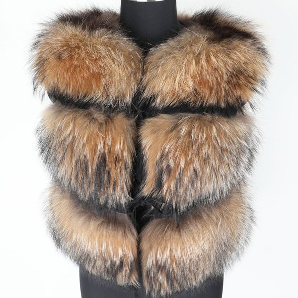 

maomaokong 2019 ladies winter natural fur vest fashion raccoon fur short warm coats, Black