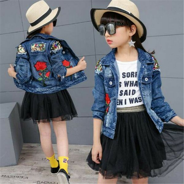 

baby girls clothes jeans coat girl autumn jacket denim outerwear children's girl coat girls jacket, Blue;gray