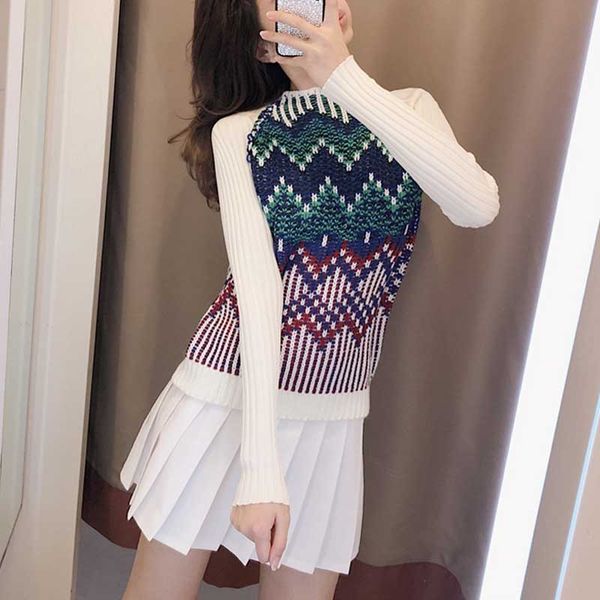 

women's sweaters women sweater 2021 autumn and winter long sleeve matching casual, White;black