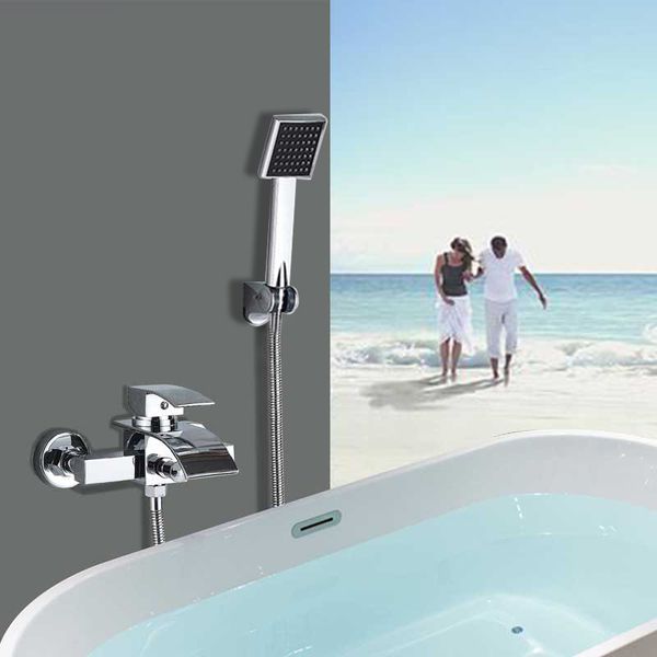 

chrome waterfall bathtub faucet wall mounted tub tap waterfall cold water mixer tap bath shower faucet robinet baignoire